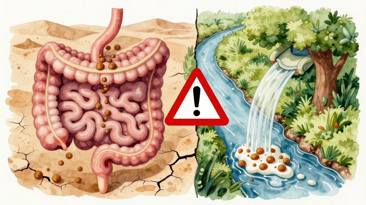 Схема пищеварительной системы кошки с двумя разными путями: сухой и влажный корм, разделённые предупреждающим знаком.