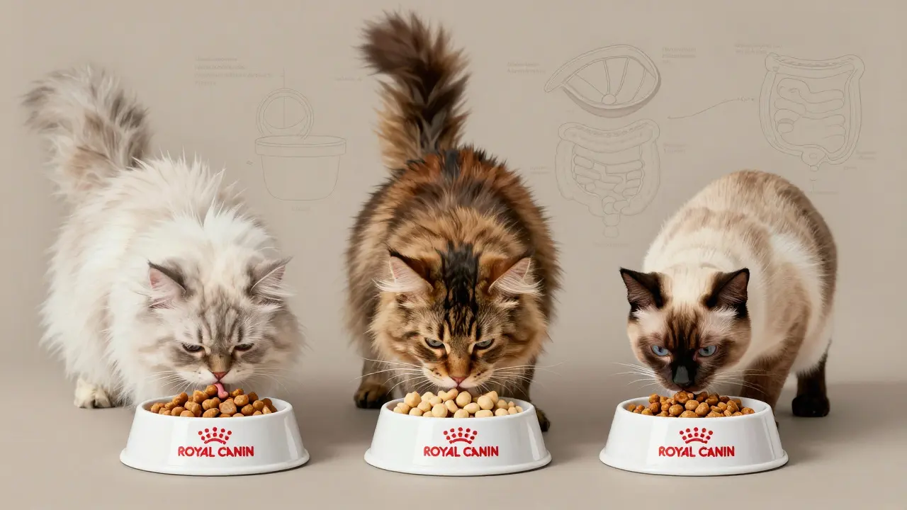 Три породы кошек едят корм Royal Canin, подобранный по анатомии челюсти.